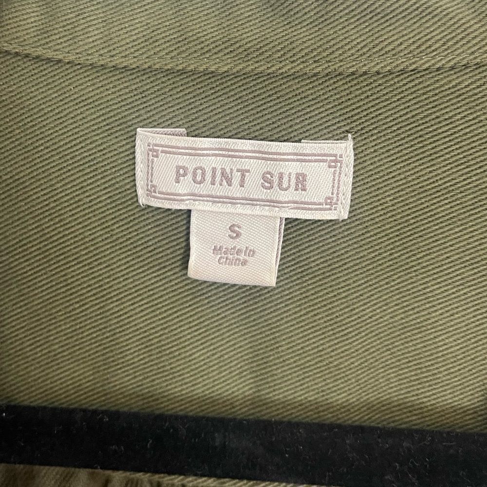 J. Crew Point Sur Olive Green puff sleeve Button Down Twill Shacket Blouse small - Picture 5 of 5